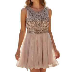 Amelia Couture Pink Embellished Elegant Mini Formal Dress